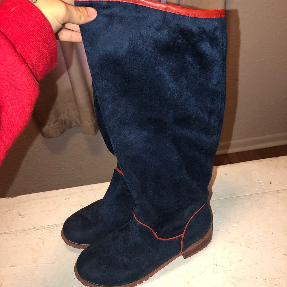 Blue knee high boot
